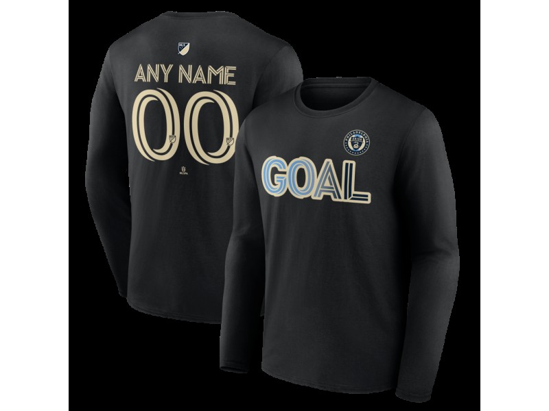 Youth Philadelphia Union Goal Custom Long Sleeve T-Shirt - Black