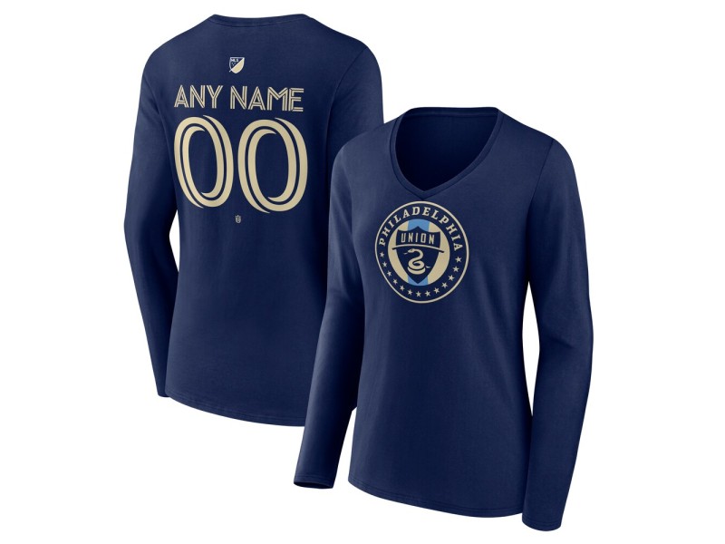 Women's Philadelphia Union Custom Team Authentic Long Sleeve V-Neck T-Shirt - Navy