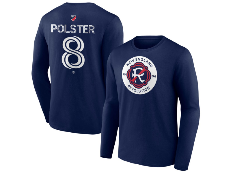 Youth New England Revolution #8 Matt Polster Team Authentic Long Sleeve T-Shirt - Navy