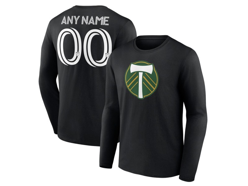 Youth Portland Timbers Custom Long Sleeve T-Shirt - Black