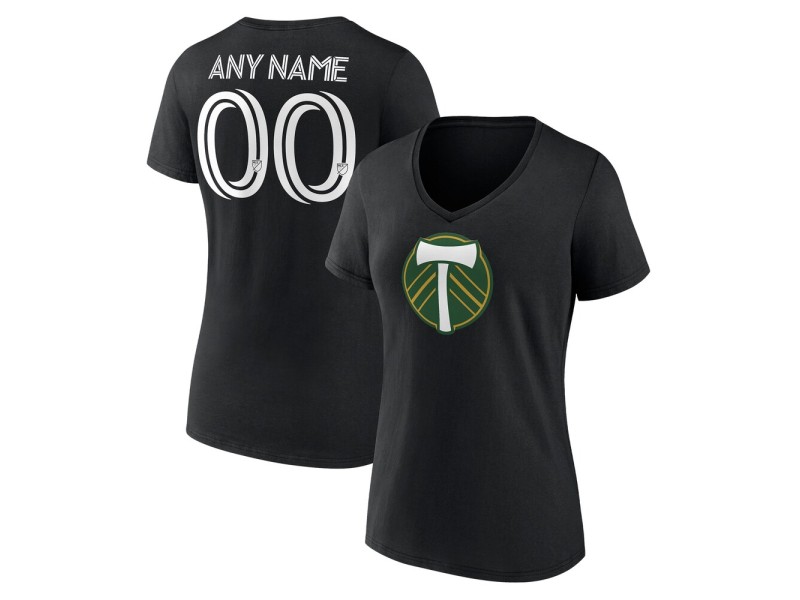 Women's Portland Timbers Custom V-Neck T-Shirt - Black