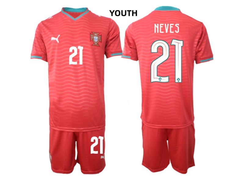 Youth NEVES Portugal 2026 World Cup Home Fan Jersey - Red
