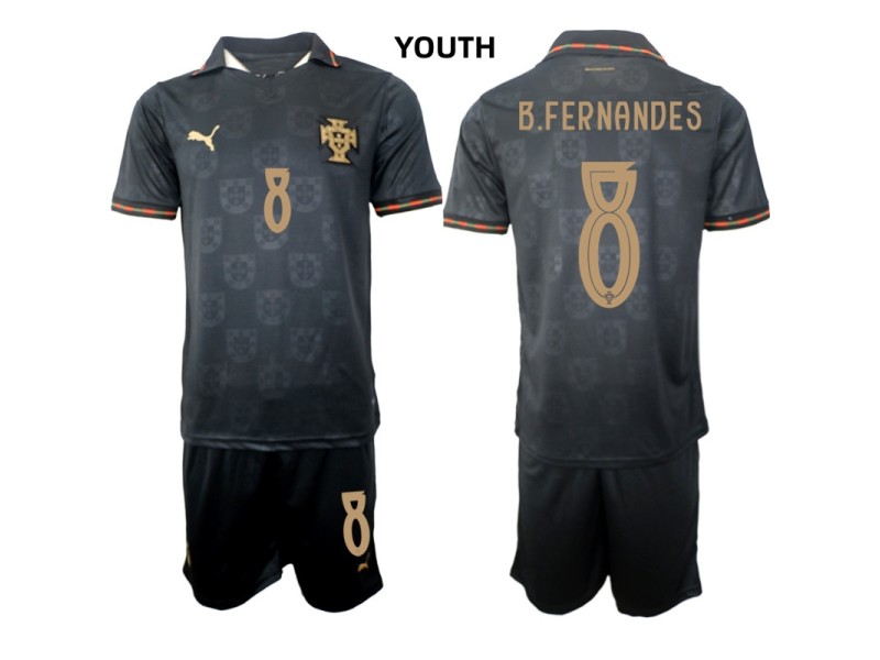 Youth B.FERNANDES Portugal 2026 World Cup Special Edition Away Fan Jersey - Black