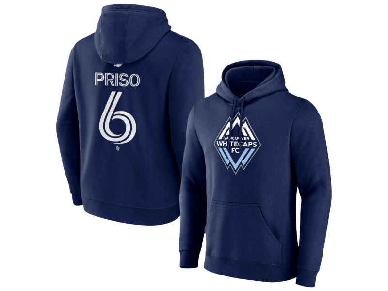 Youth Vancouver Whitecaps FC #6 Ralph Priso Team Authentic Pullover Hoodie - Navy