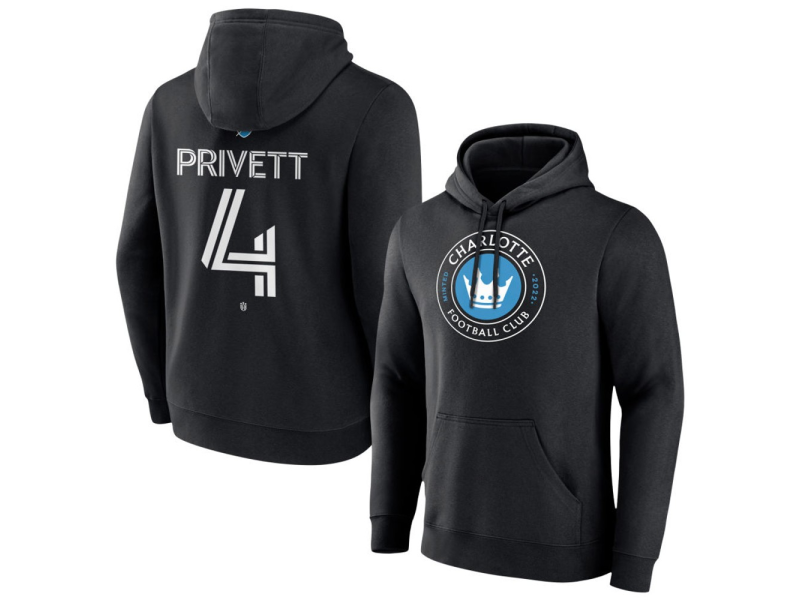 Youth Charlotte FC #4 Andrew Privett Team Authentic Pullover Hoodie - Black