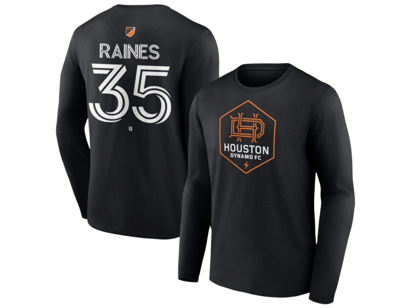 Men's Houston Dynamo FC Authentic Stack #35 Brooklyn Raines Long Sleeve T-Shirt - Black