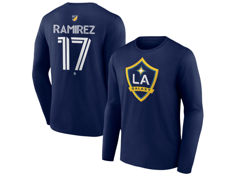 Men's LA Galaxy #17 Christian Ramirez Team Authentic Long Sleeve T-Shirt - Navy