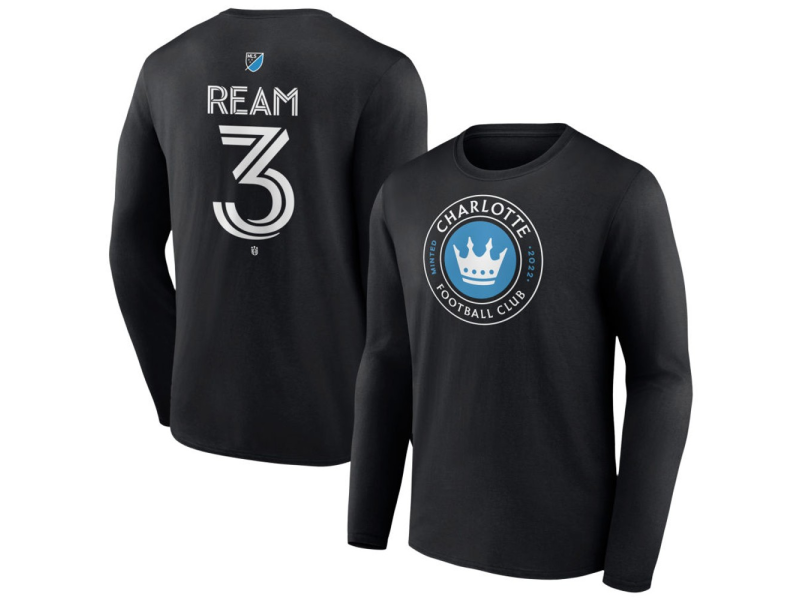 Men's Charlotte FC #3 Tim Ream Team Authentic Long Sleeve T-Shirt - Black