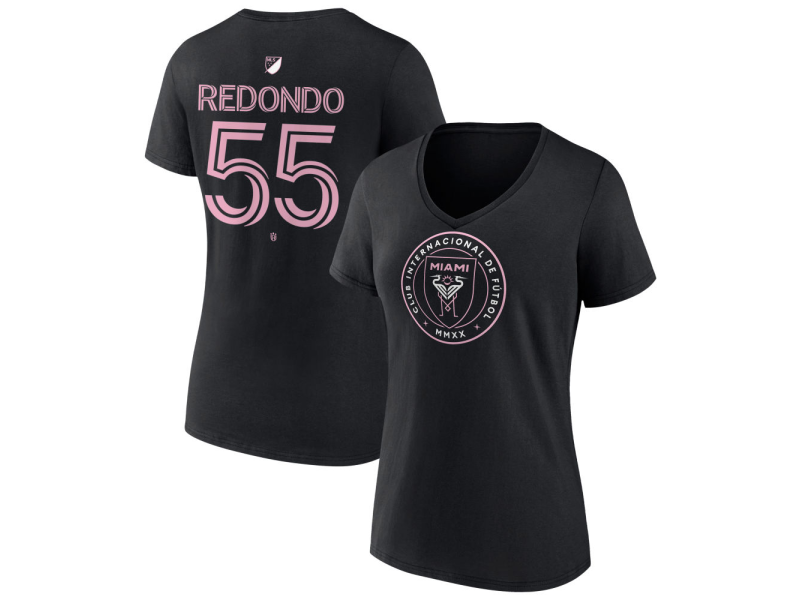 Women's Inter Miami CF Authentic Stack #55 Federico Redondo V-Neck T-Shirt - Black