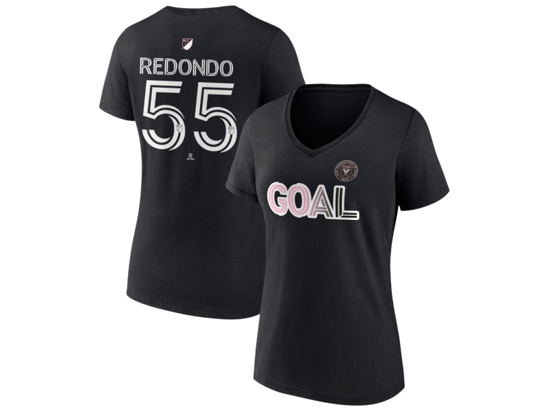 Women's Inter Miami CF Goal #55 Federico Redondo V-Neck T-Shirt - Black