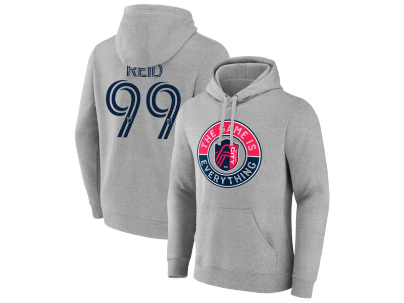 Men's St. Louis City SC The Game Is Everything #99 Jayden Reid Pullover Hoodie - Gray