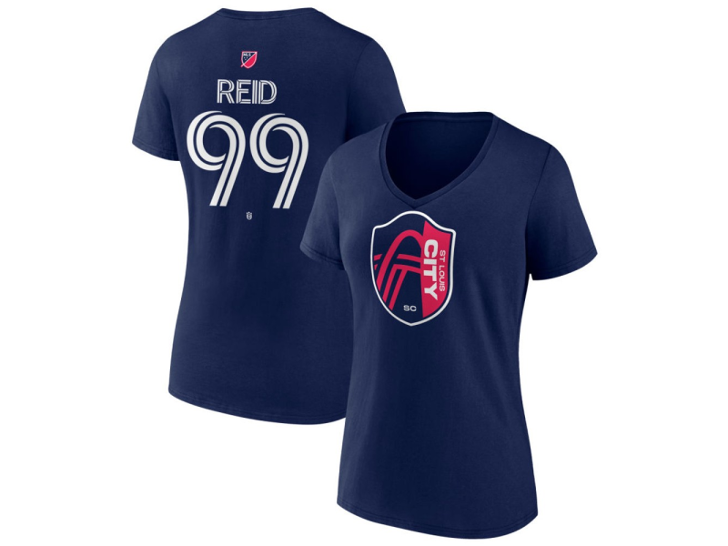 Women's St. Louis City SC #99 Jayden Reid Team Authentic V-Neck T-Shirt - Navy