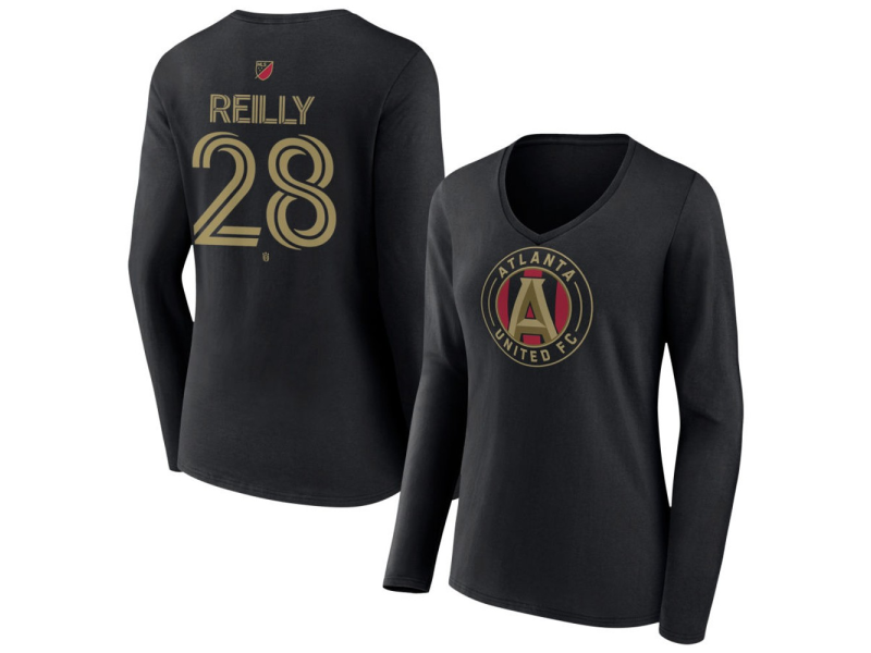 Women's Atlanta United FC #28 Will Reilly Team Authentic Long Sleeve V-Neck T-Shirt - Black