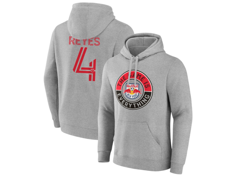 Men's New York Red Bulls The Game Is Everything #4 Andres Reyes Pullover Hoodie - Gray