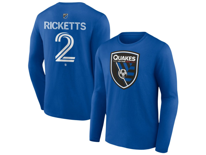 Men's San Jose Earthquakes #2 Jamar Ricketts Team Authentic Long Sleeve T-Shirt - Royal