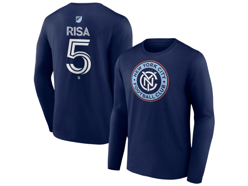 Youth New York City FC #5 Birk Risa Team Authentic Long Sleeve T-Shirt - Navy