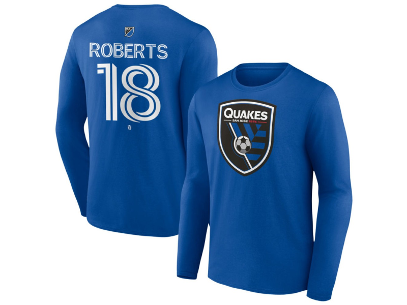 Men's San Jose Earthquakes #18 Reid Roberts Team Authentic Long Sleeve T-Shirt - Royal