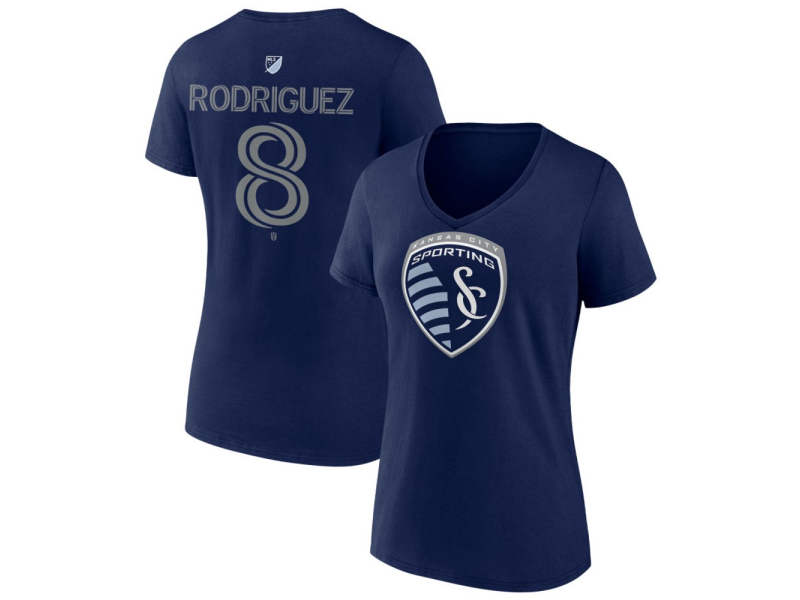 Women's Sporting Kansas City #8 Memo Rodriguez Team Authentic V-Neck T-Shirt - Navy