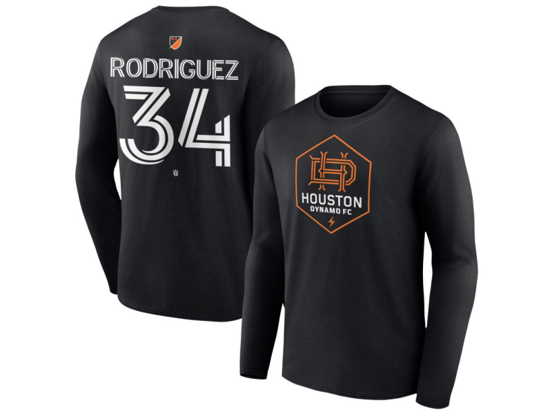Men's Houston Dynamo FC Authentic Stack #34 Sebastian Rodriguez Long Sleeve T-Shirt - Black