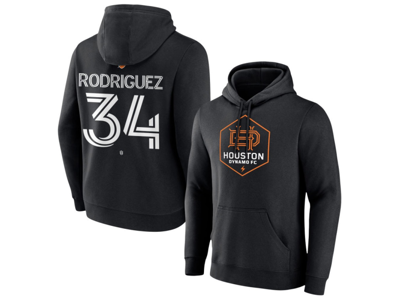 Youth Houston Dynamo FC Authentic Stack #34 Sebastian Rodriguez Pullover Hoodie - Black