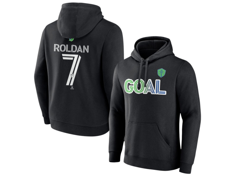 Men's Seattle Sounders FC Goal #7 Cristian Roldan Pullover Hoodie - Black