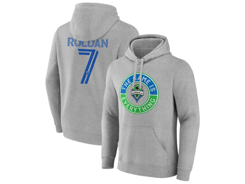 Men's Seattle Sounders FC The Game Is Everything #7 Cristian Roldan Pullover Hoodie - Gray