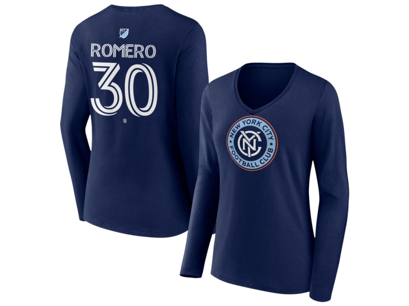 Women's New York City FC #30 Tomas Romero Team Authentic Long Sleeve V-Neck T-Shirt - Navy