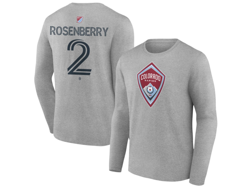 Youth Colorado Rapids #2 Keegan Rosenberry Team Authentic Long Sleeve T-Shirt - Gray