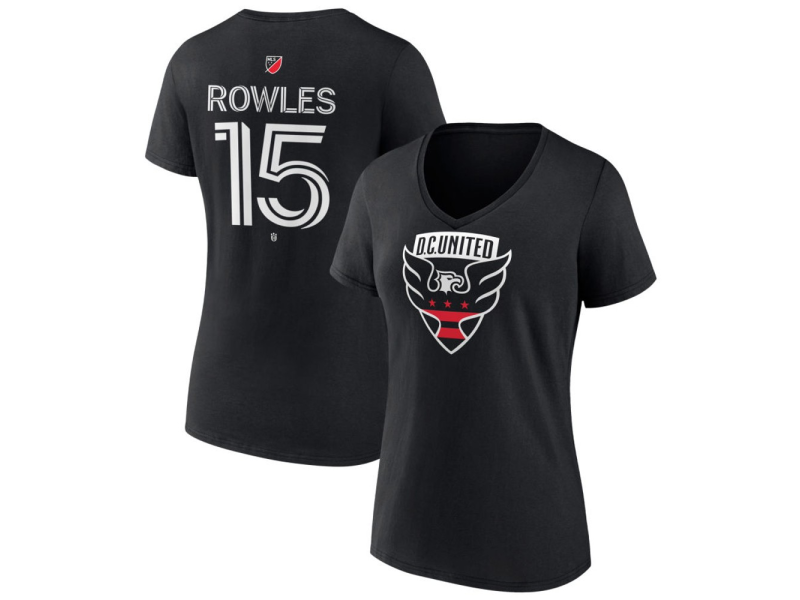 Women's D.C. United #15 Kye Rowles Team Authentic V-Neck T-Shirt - Black