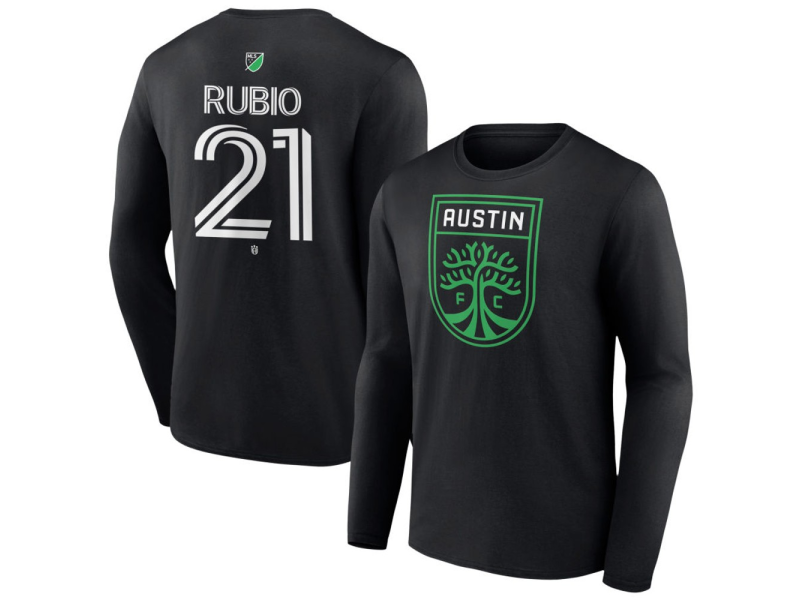Youth Austin FC #21 Diego Rubio Team Authentic Long Sleeve T-Shirt - Black