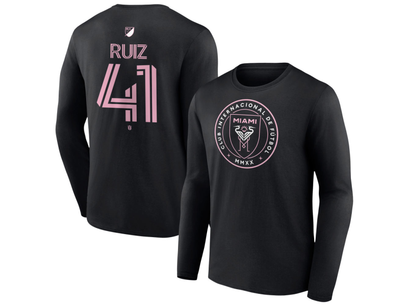 Men's Inter Miami CF Authentic Stack #41 David Ruiz Long Sleeve T-Shirt - Black