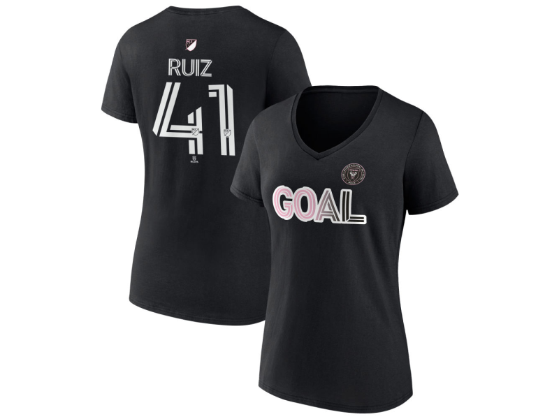 Women's Inter Miami CF Goal #41 David Ruiz V-Neck T-Shirt - Black