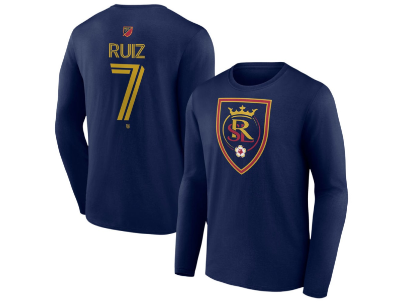 Men's Real Salt Lake #7 Pablo Ruiz Team Authentic Long Sleeve T-Shirt - Navy
