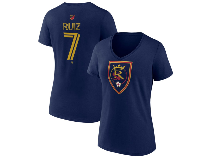 Women's Real Salt Lake #7 Pablo Ruiz Team Authentic V-Neck T-Shirt - Navy