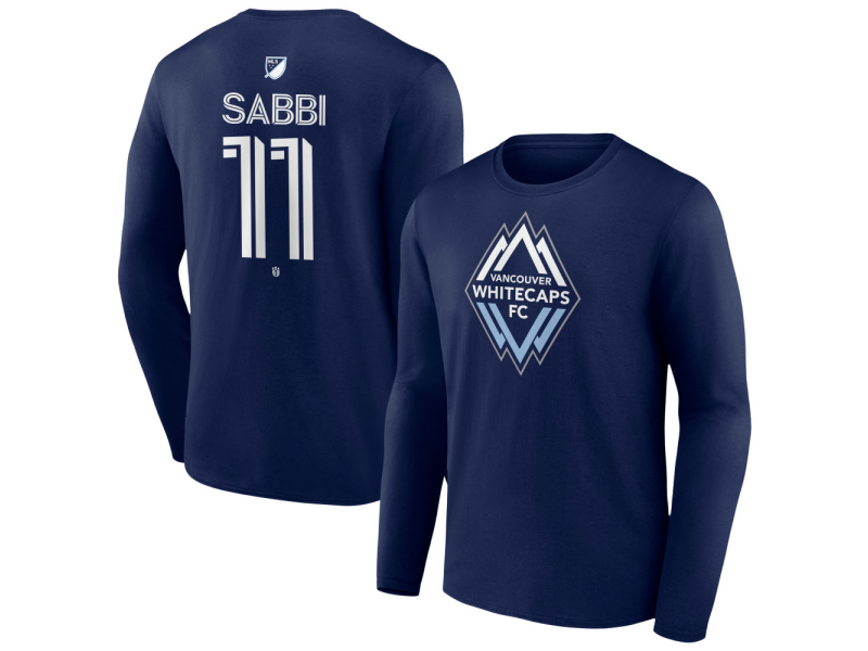 Youth Vancouver Whitecaps FC #11 Emmanuel Sabbi Team Authentic Long Sleeve T-Shirt - Navy