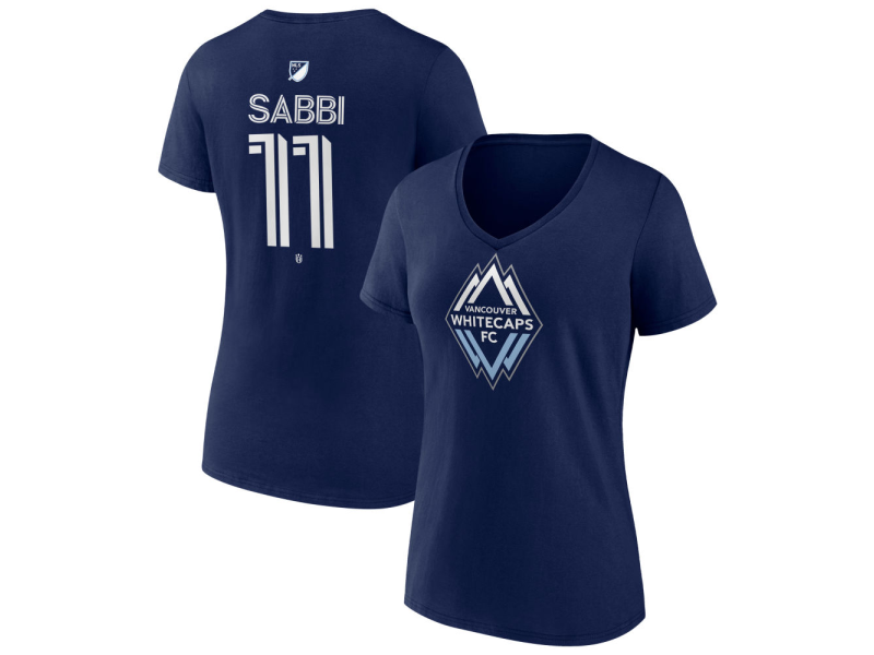 Women's Vancouver Whitecaps FC #11 Emmanuel Sabbi Team Authentic V-Neck T-Shirt - Navy