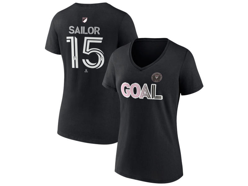 Women's Inter Miami CF Goal #15 Ryan Sailor V-Neck T-Shirt - Black