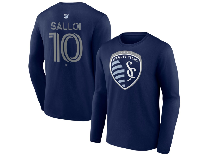 Men's Sporting Kansas City #10 Daniel Salloi Team Authentic Long Sleeve T-Shirt - Navy