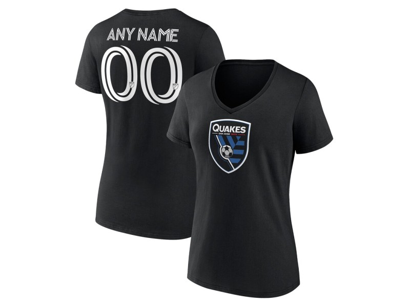 Women's San Jose Earthquakes Custom V-Neck T-Shirt - Black