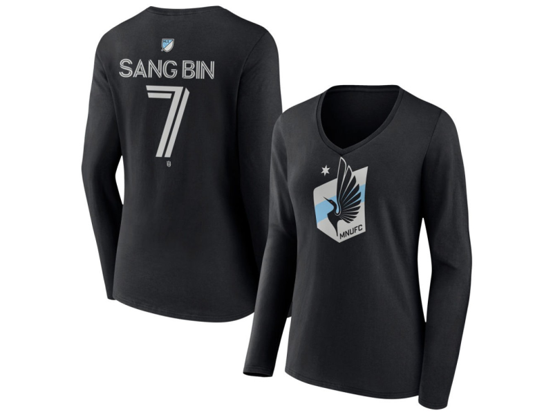 Women's Minnesota United FC #7 Sang Bin Team Authentic Long Sleeve V-Neck T-Shirt - Black