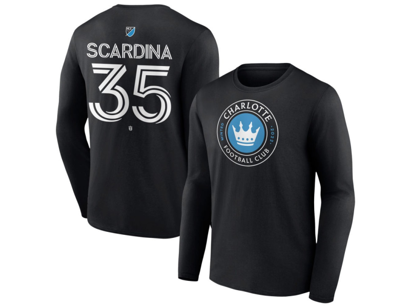 Men's Charlotte FC #35 Nick Scardina Team Authentic Long Sleeve T-Shirt - Black