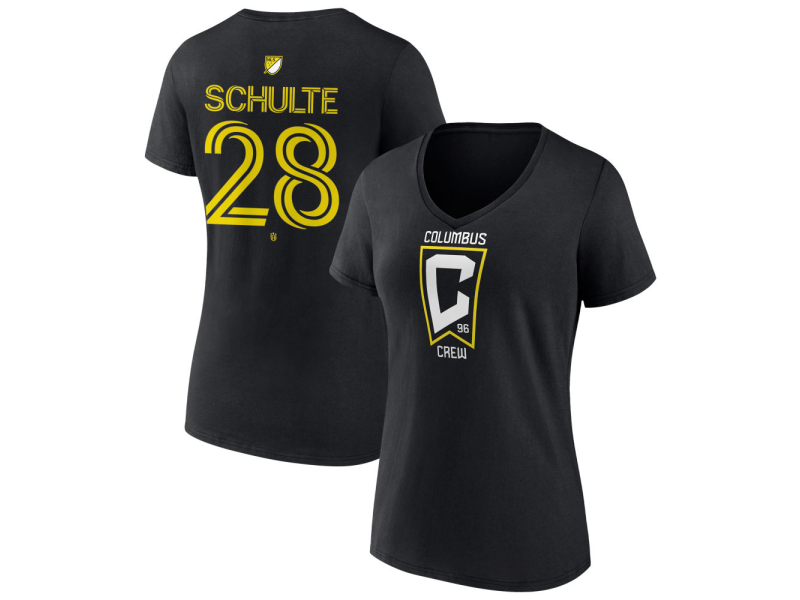 Women's Columbus Crew #28 Patrick Schulte Team Authentic V-Neck T-Shirt - Black