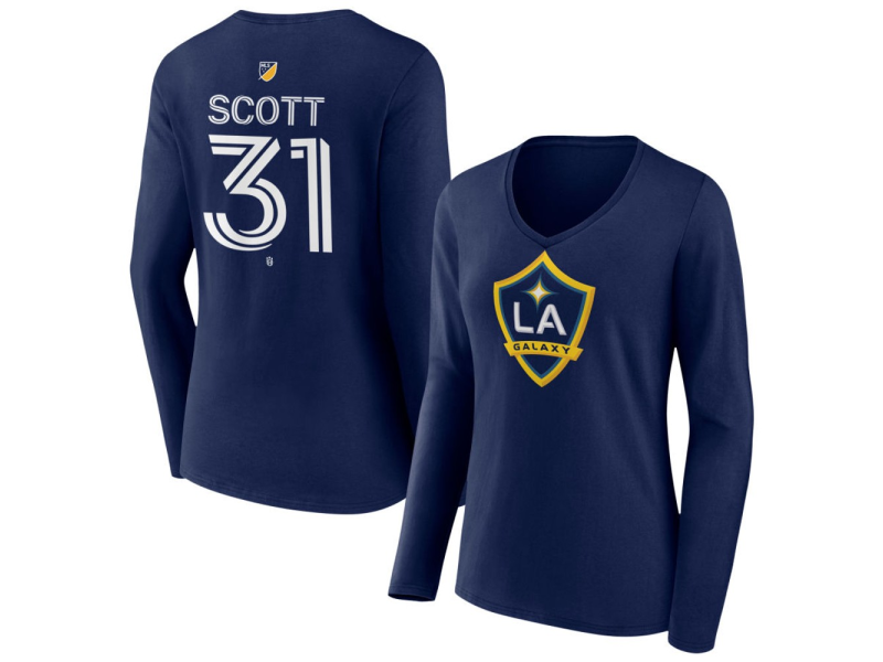 Women's LA Galaxy #31 Brady Scott Team Authentic Long Sleeve V-Neck T-Shirt - Navy