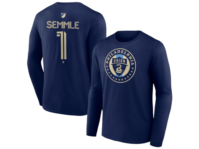 Youth Philadelphia Union #1 Oliver Semmle Team Authentic Long Sleeve T-Shirt - Navy