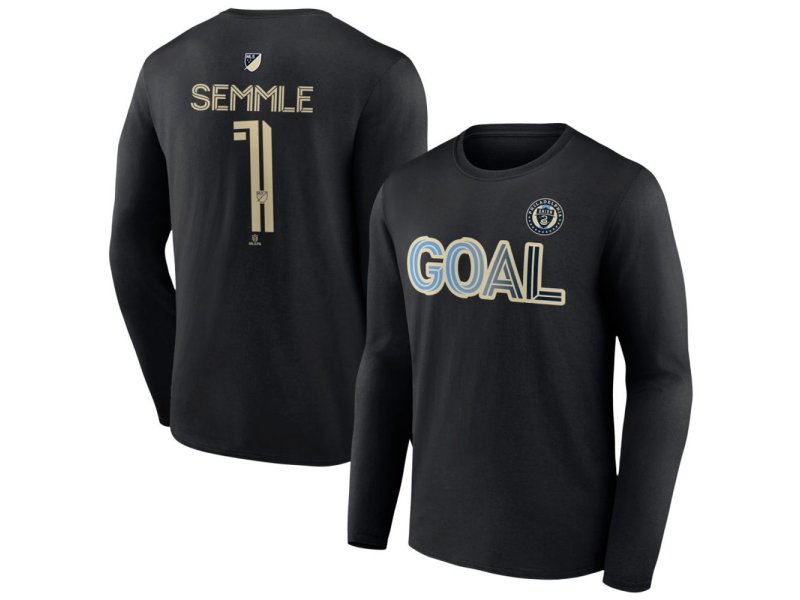 Men's Philadelphia Union Goal #1 Oliver Semmle Long Sleeve T-Shirt - Black