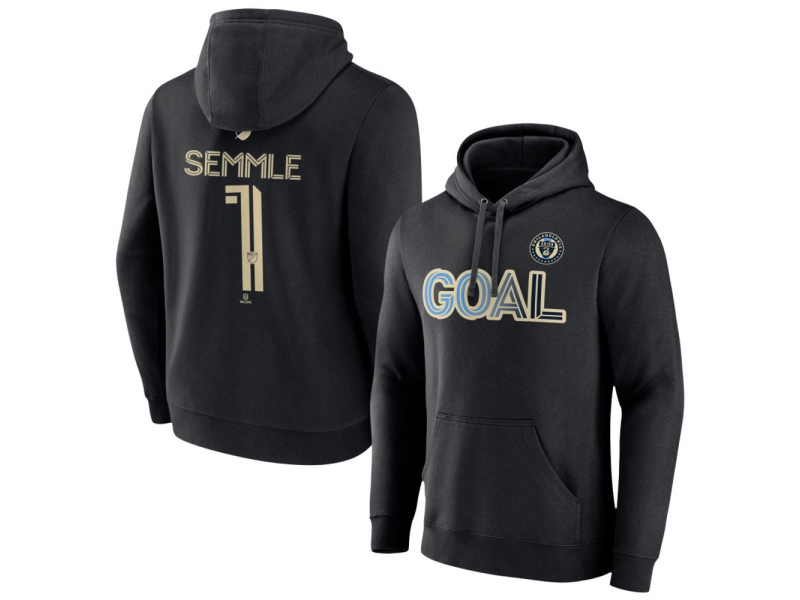 Men's Philadelphia Union Goal #1 Oliver Semmle Pullover Hoodie - Black