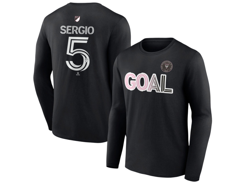 Men's Inter Miami CF Goal #5 Sergio Long Sleeve T-Shirt - Black
