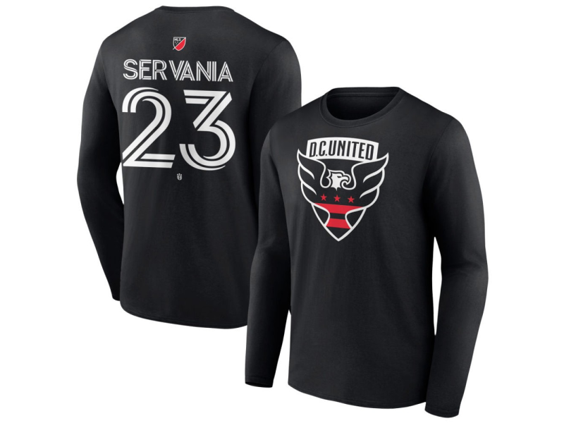 Youth D.C. United #23 Brandon Servania Team Authentic Long Sleeve T-Shirt - Black
