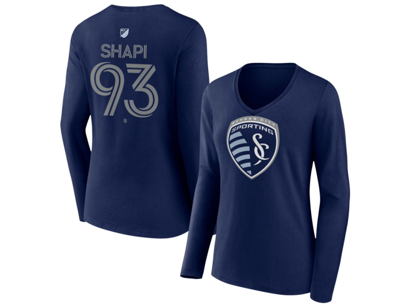 Women's Sporting Kansas City #93 Shapi Suleymanov Team Authentic Long Sleeve V-Neck T-Shirt - Navy