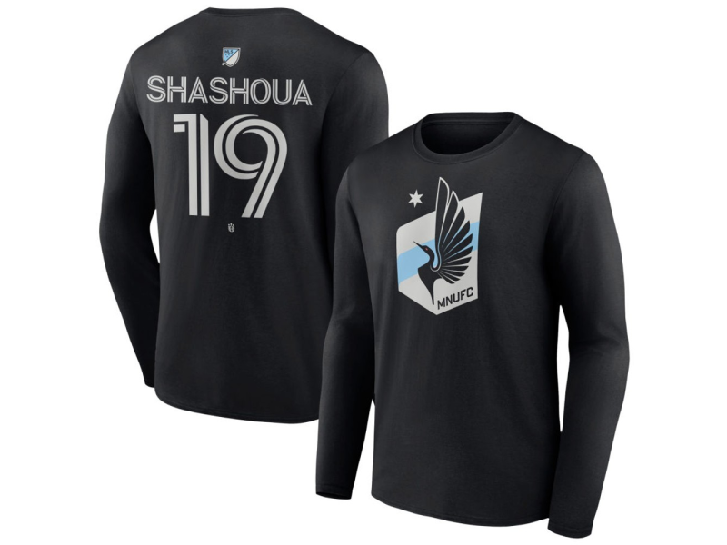 Men's Minnesota United FC #19 Samuel Shashoua Team Authentic Long Sleeve T-Shirt - Black